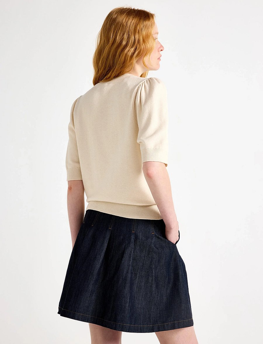 Lindex - Short sleeved knitted jumper - pullover - beige melange - 3