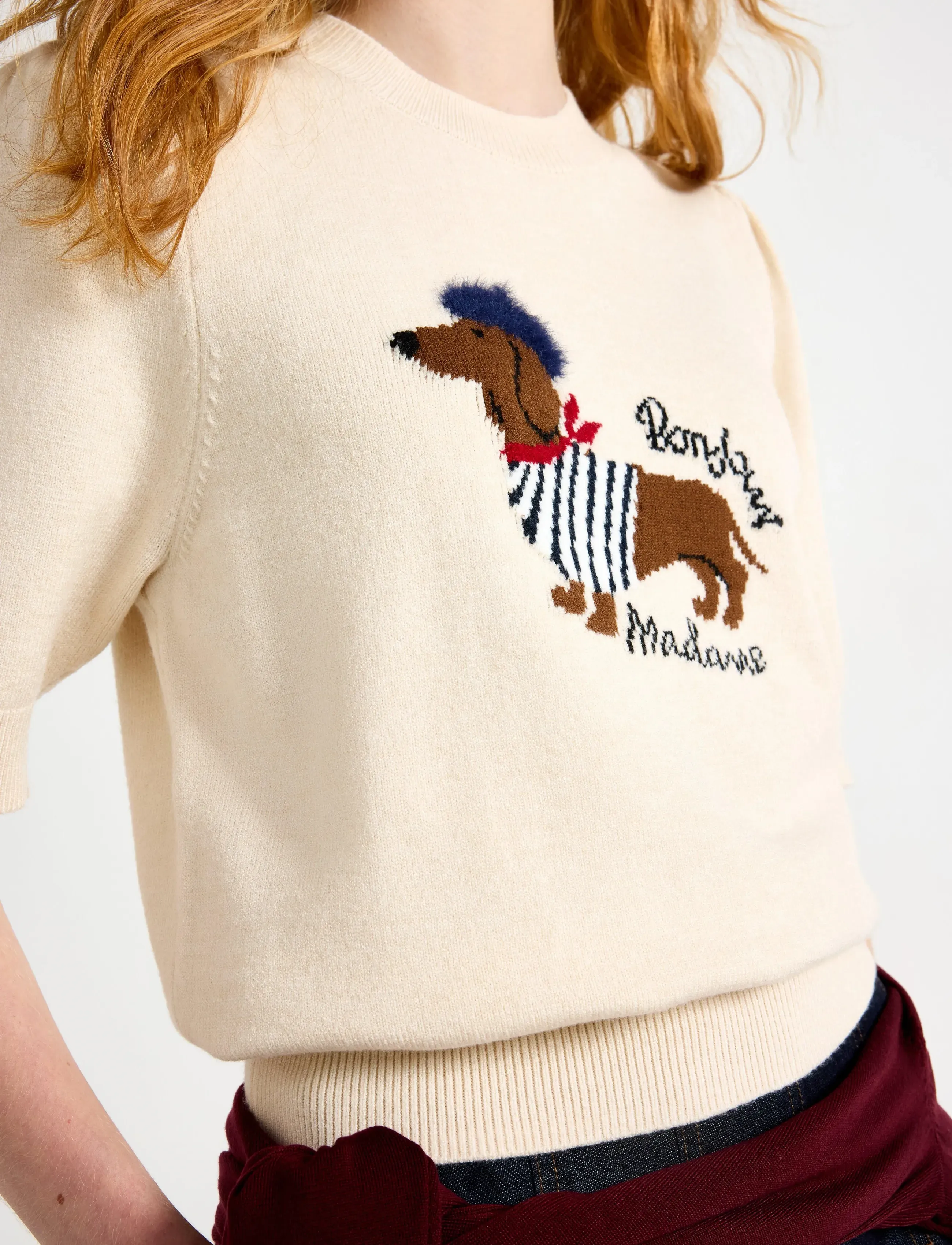 Lindex - Short sleeved knitted jumper - beige melange - 4