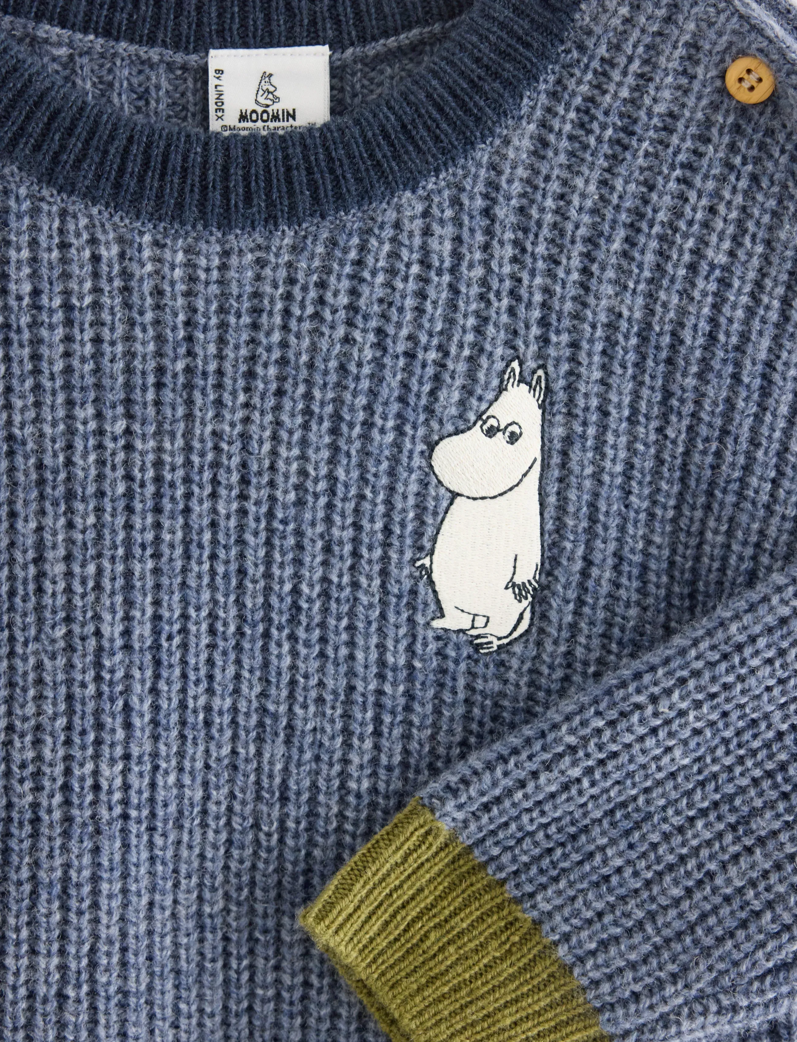 Lindex - Moomin knitted jumper in wool blend - blue melange - 2