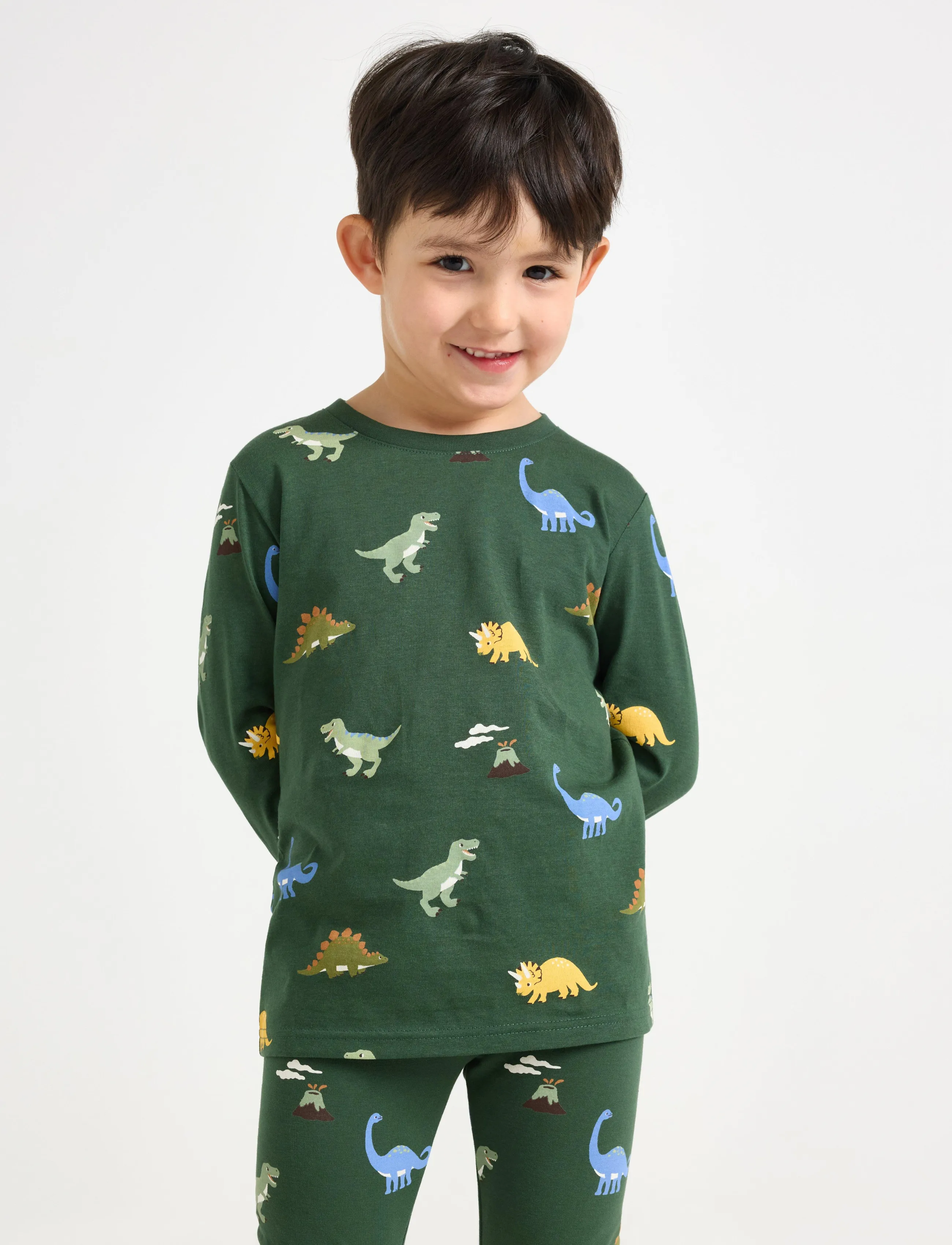 Lindex 2-Pack Long-Sleeved Overdele, 110, Khaki green, T-Shirts > Langærmede T-shirts, Børn