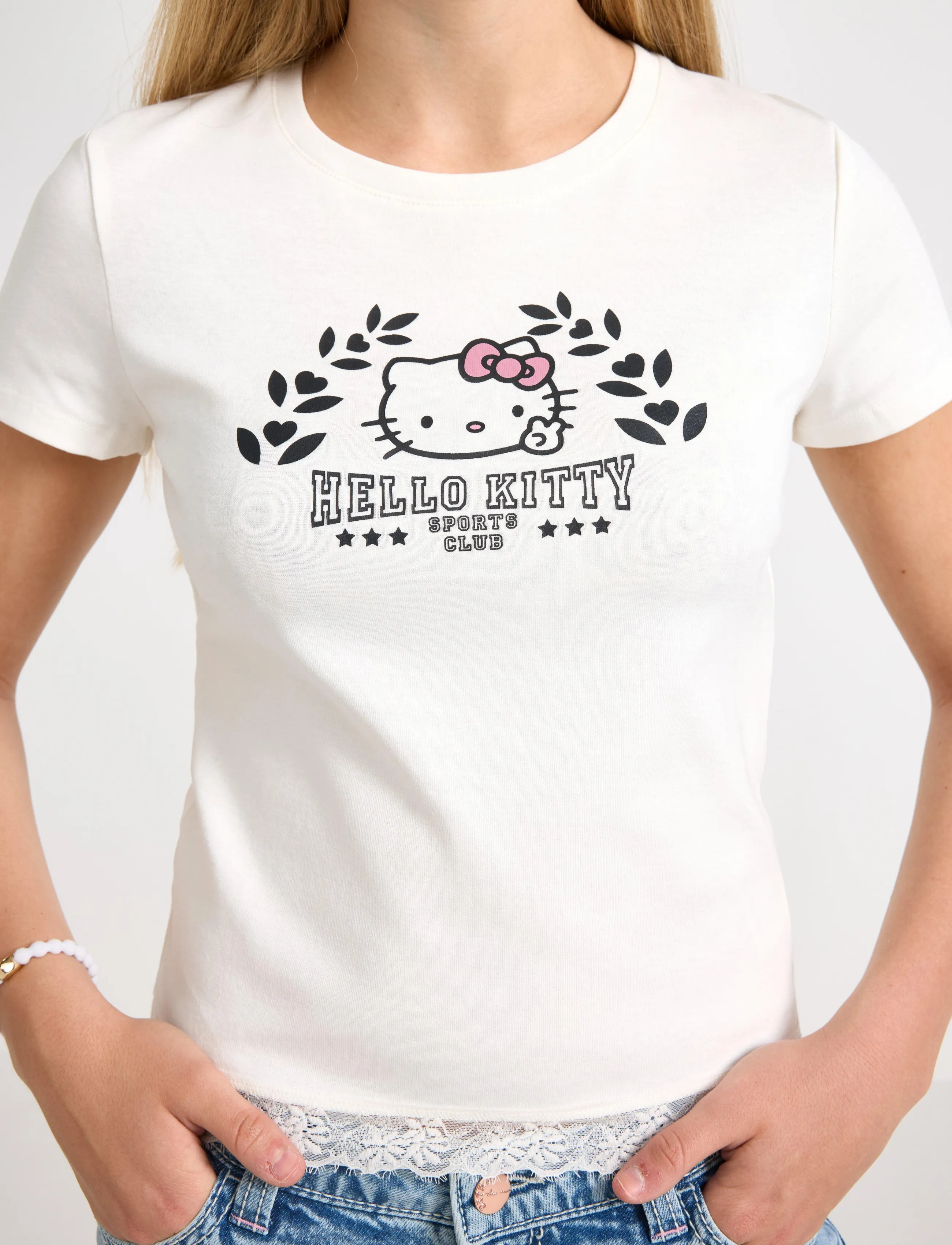 Lindex - Hello Kitty short-sleeved top - off white - 4