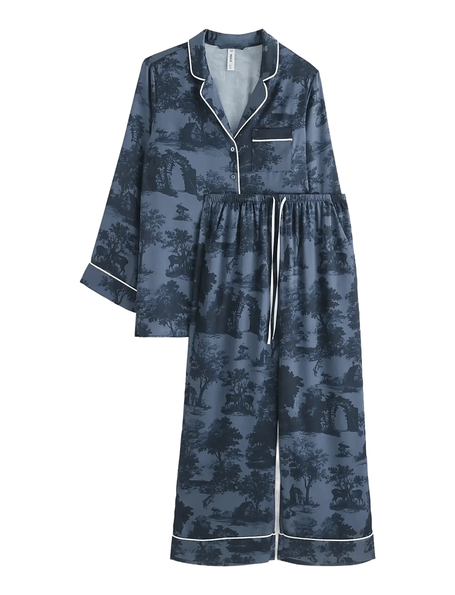 Lindex - Pyjama set in satin - pidžaamad - dark navy - 1