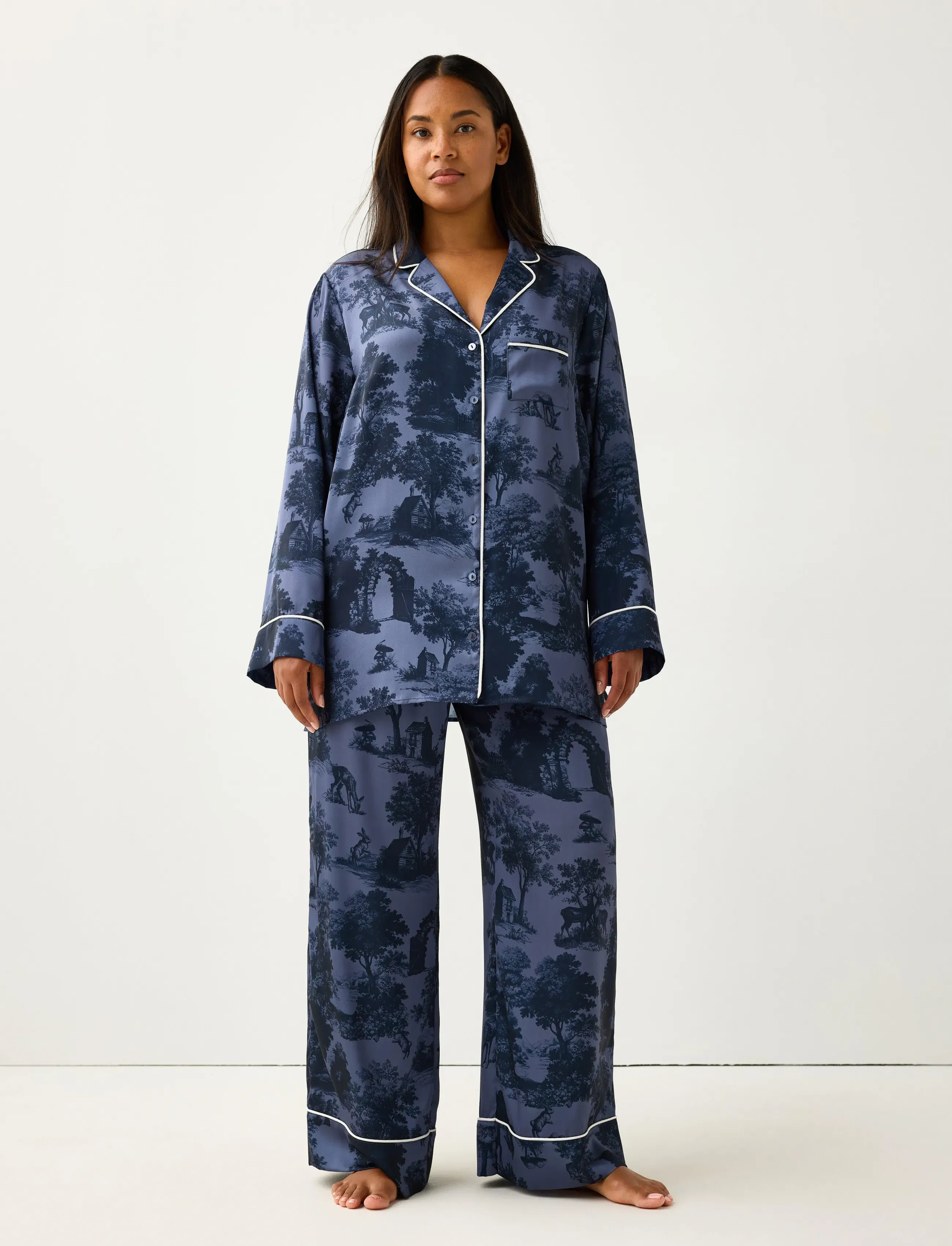 Lindex - Pyjama set in satin - pidžaamad - dark navy - 0