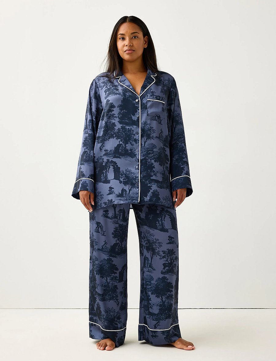 Lindex - Pyjama set in satin - pidžaamad - dark navy - 0