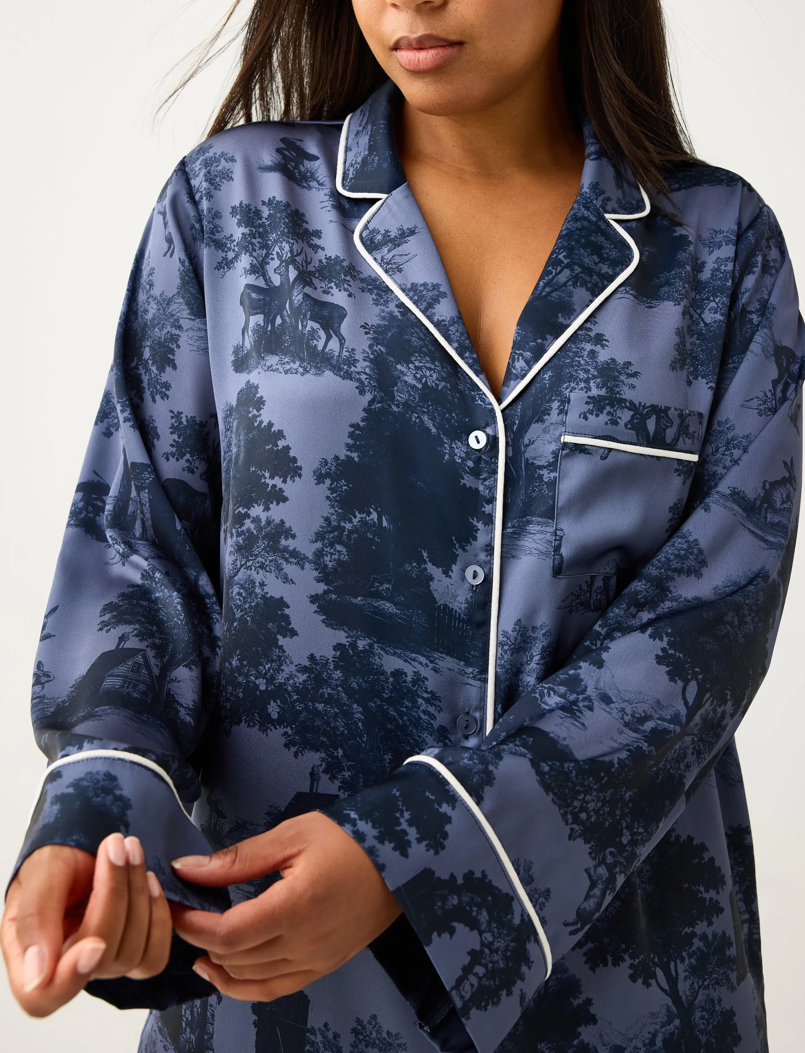 Lindex - Pyjama set in satin - pidžaamad - dark navy - 4