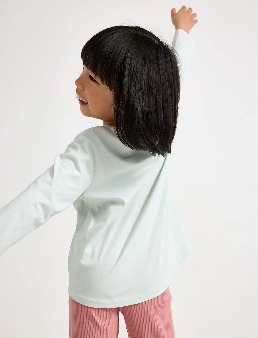 Lindex - Long-sleeved top with cat motif - langærmede t-shirts - light aqua - 3