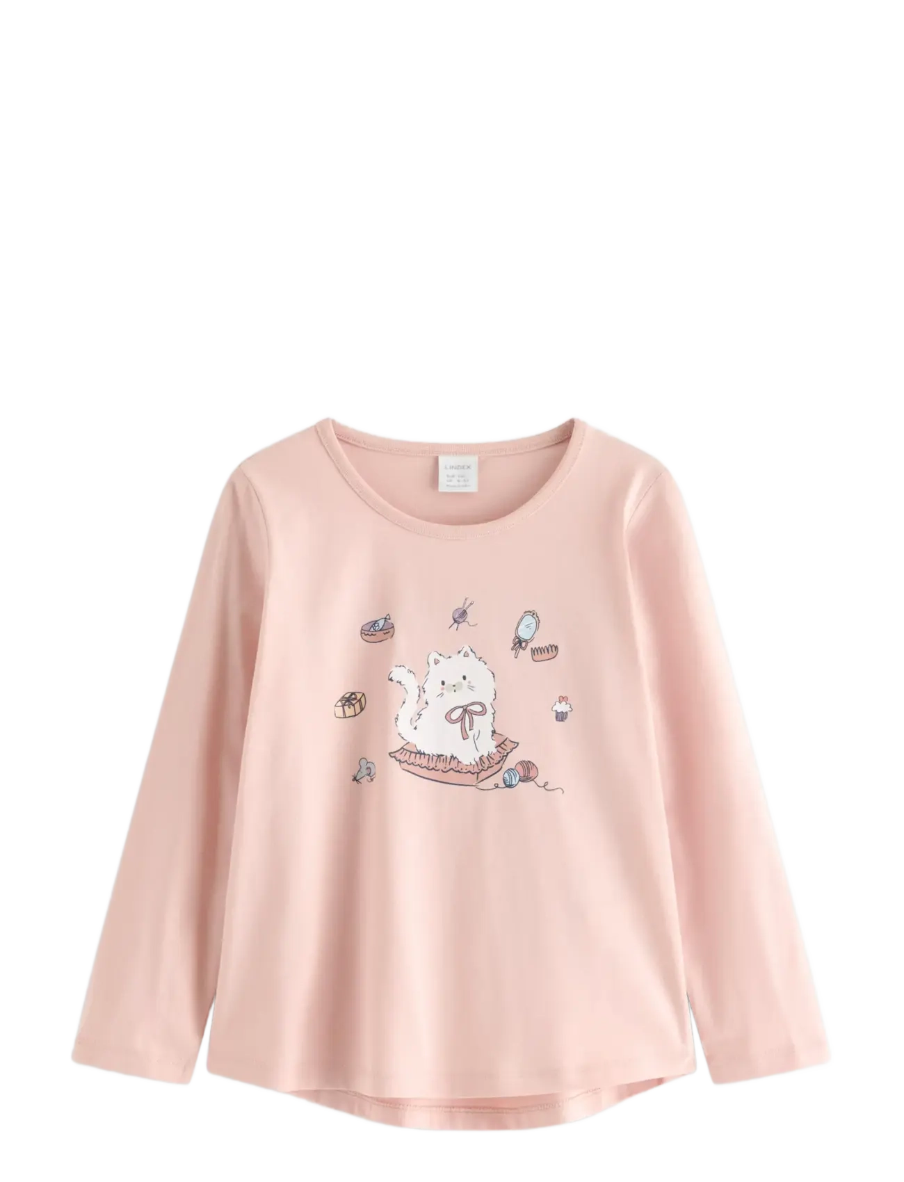Lindex Long-sleeved top with cat motif - Alussärgid - LIGHT DUSTY PINK / pink/rose