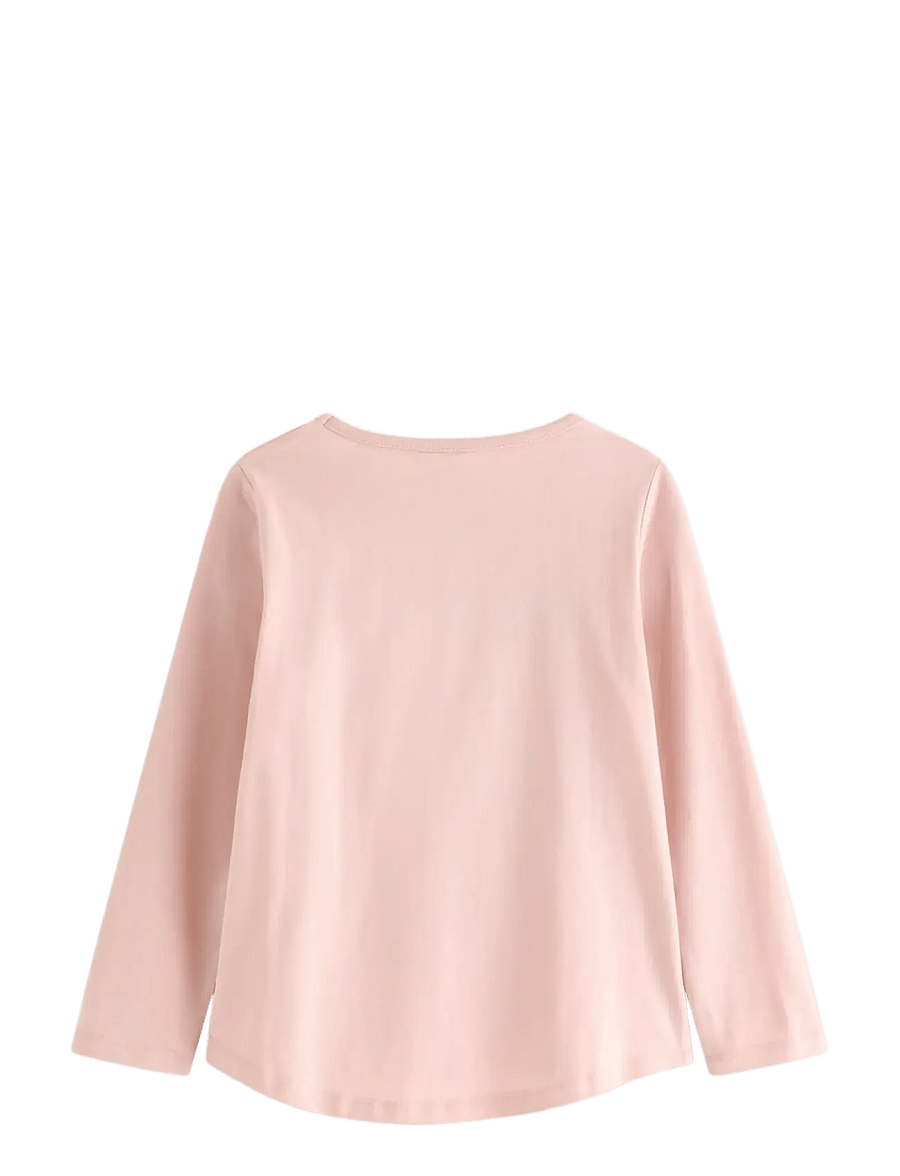 Lindex - Long-sleeved top with cat motif - långärmade t-shirts - light dusty pink - 1