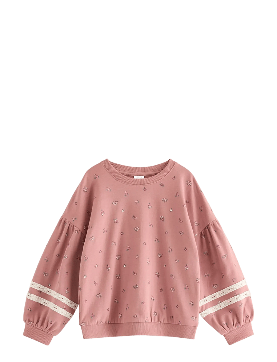 Lindex - Cropped sweatshirt with puff sleeve - dusty pink - 1