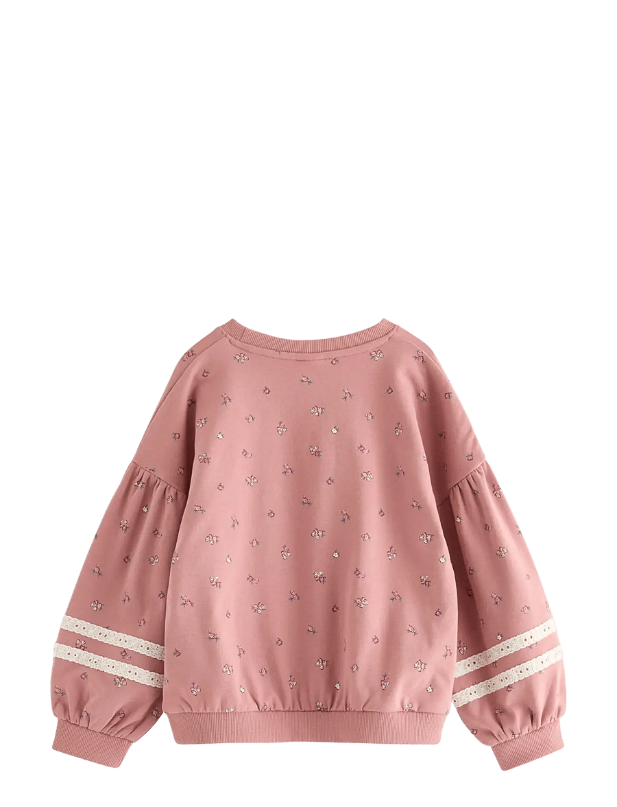 Lindex - Cropped sweatshirt with puff sleeve - dusty pink - 2