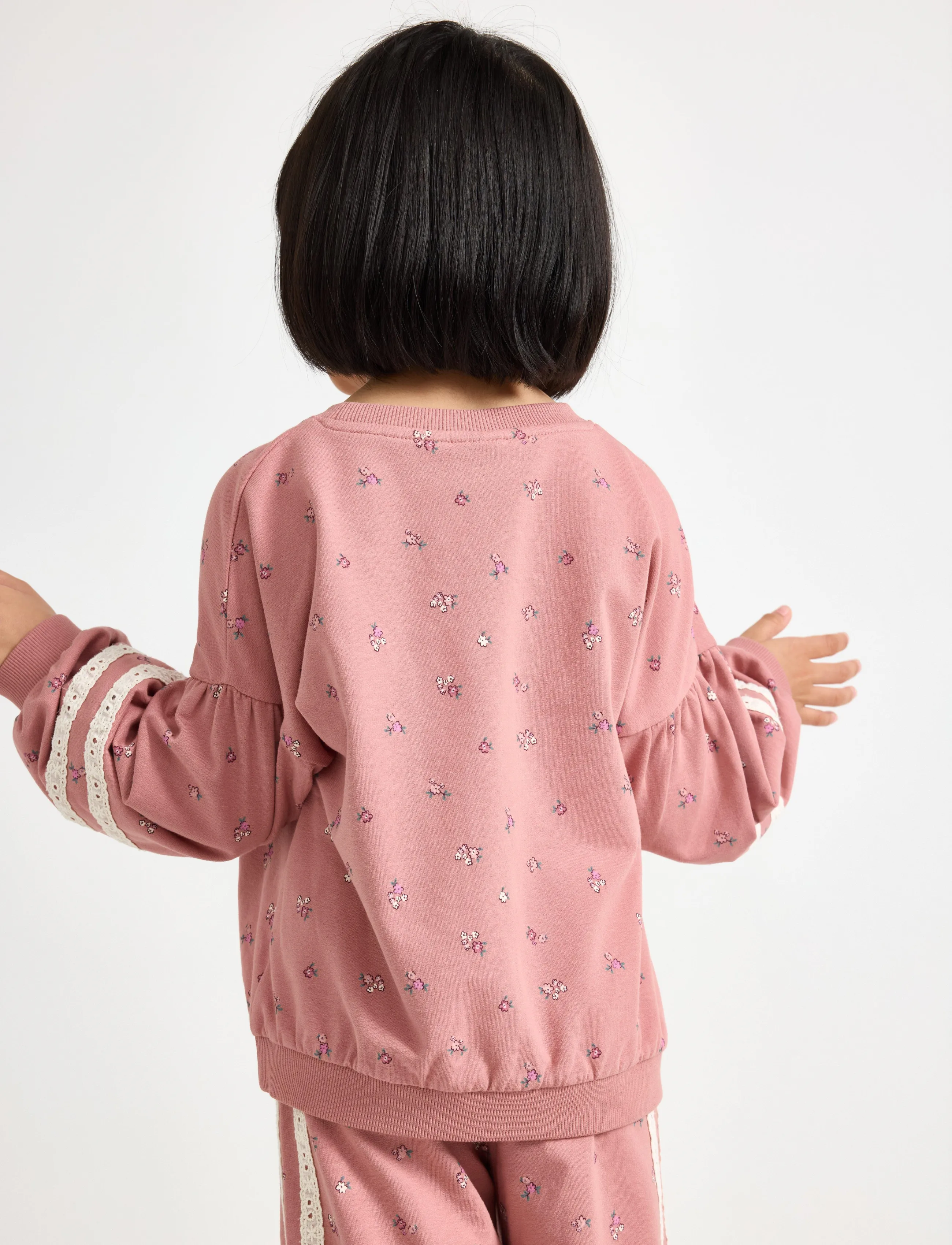 Lindex - Cropped sweatshirt with puff sleeve - dusty pink - 3