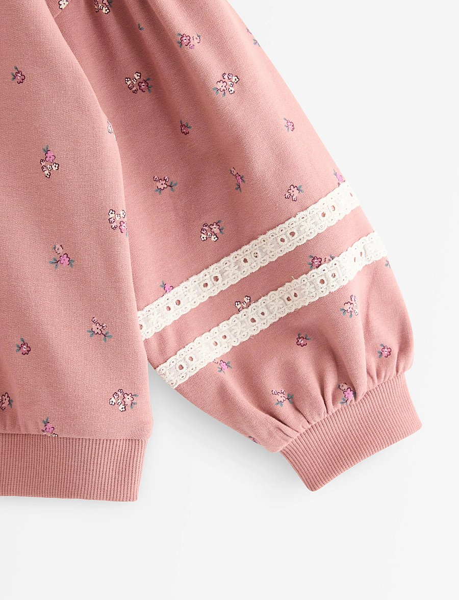 Lindex - Cropped sweatshirt with puff sleeve - dusty pink - 5