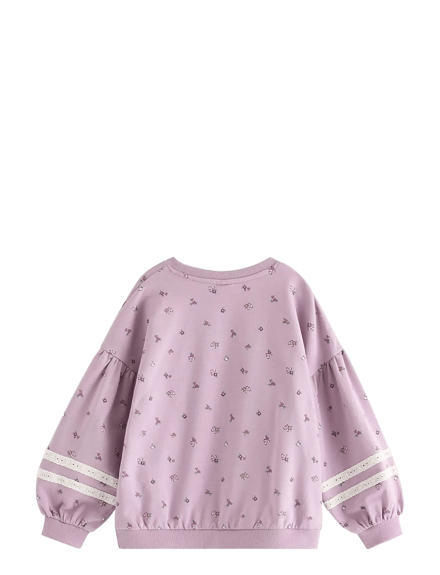 Lindex - Cropped sweatshirt with puff sleeve - sweatshirts - light dusty lilac - 2