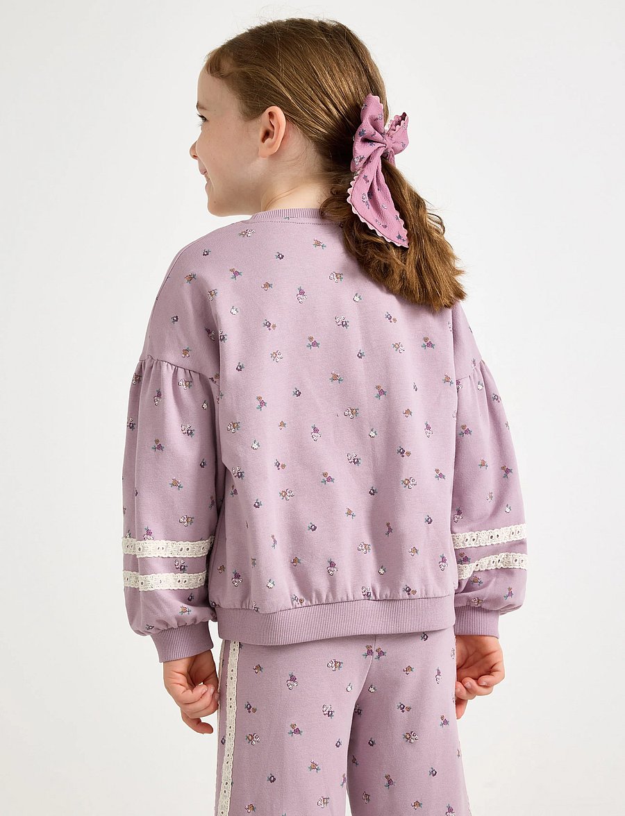 Lindex - Cropped sweatshirt with puff sleeve - sweatshirts - light dusty lilac - 3