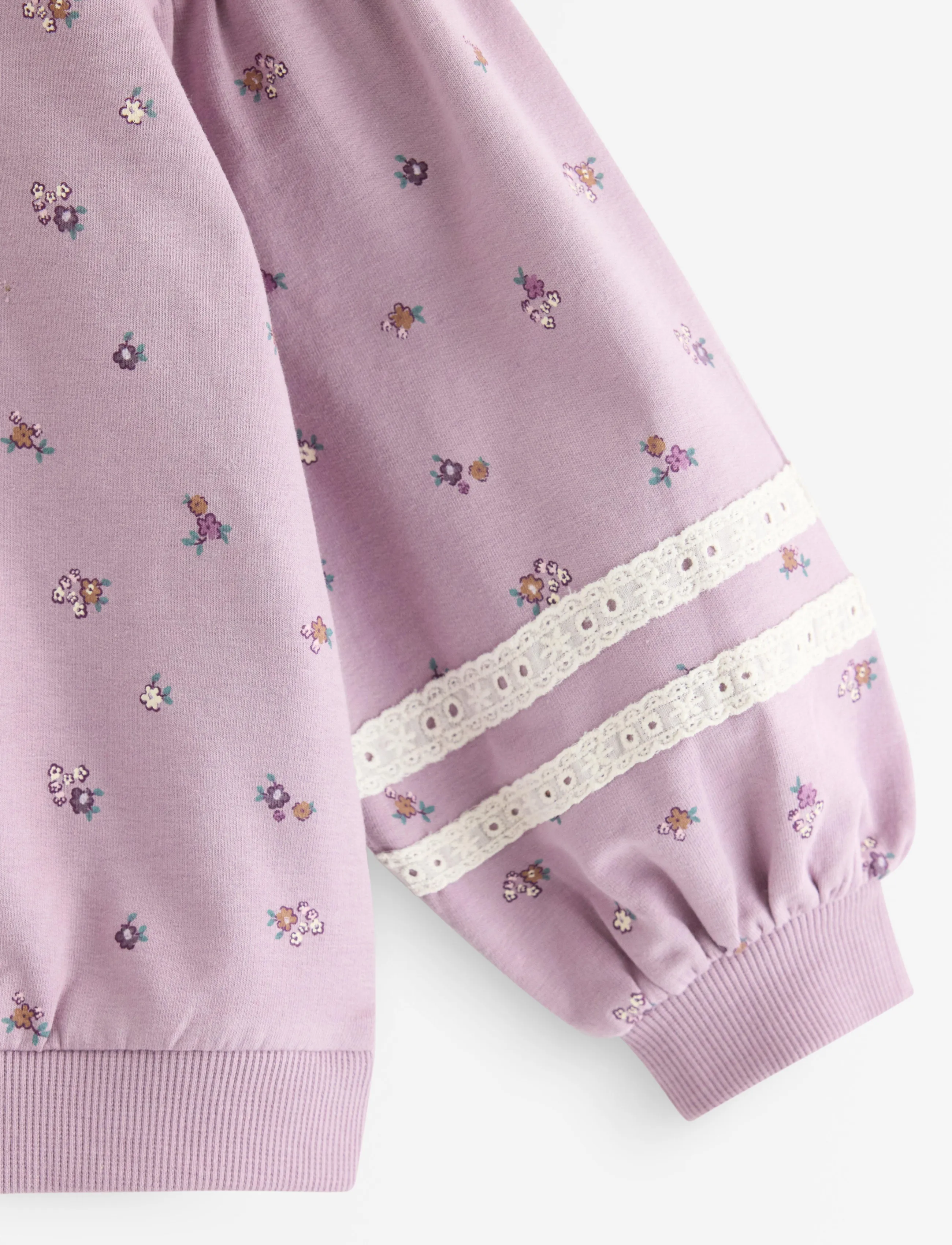 Lindex - Cropped sweatshirt with puff sleeve - sweatshirts - light dusty lilac - 5