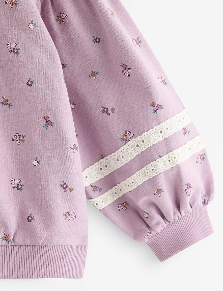 Lindex - Cropped sweatshirt with puff sleeve - sweatshirts - light dusty lilac - 5