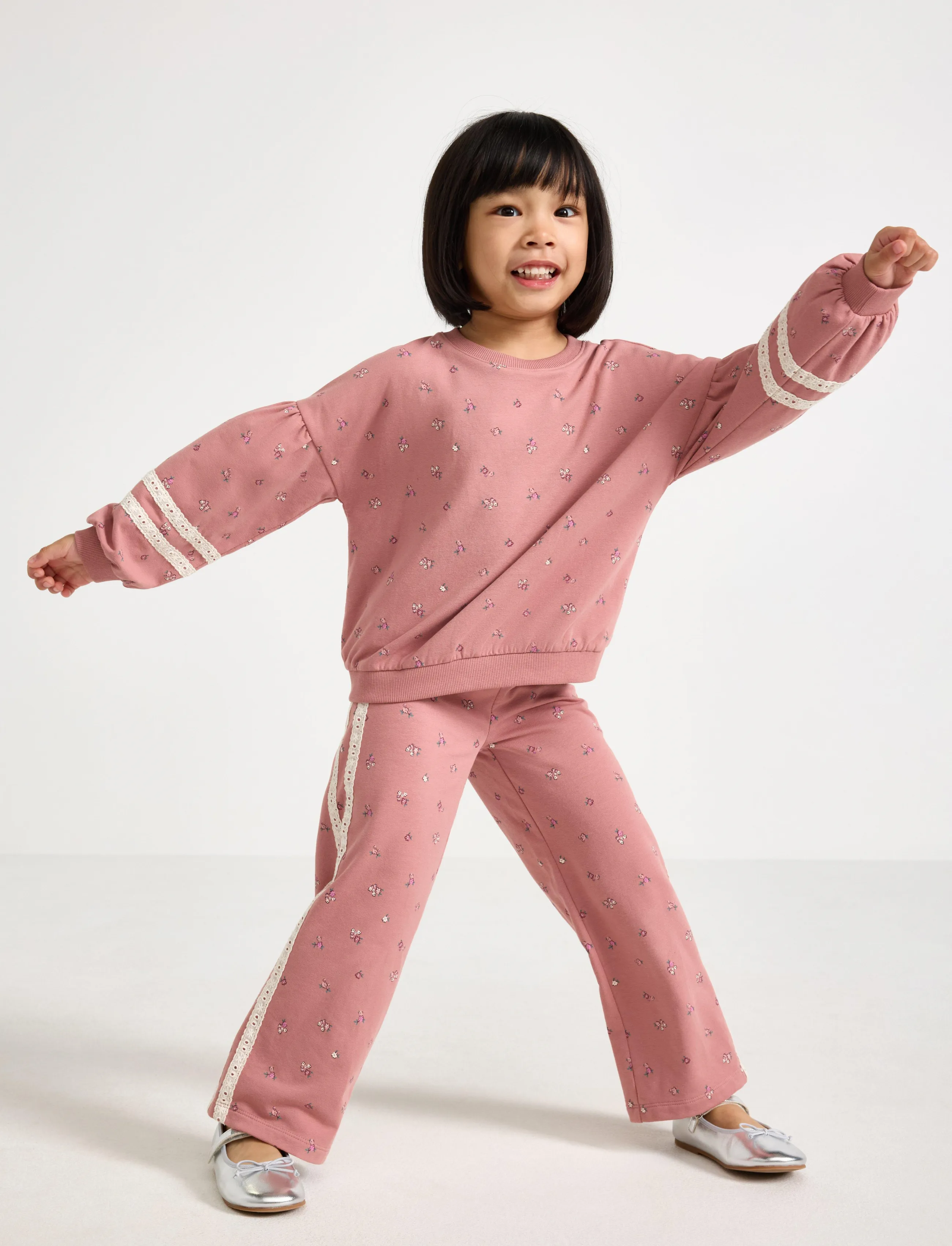 Lindex Sweatpants With Bindings, 134, Pink, Underdele > Joggingbukser, Børn