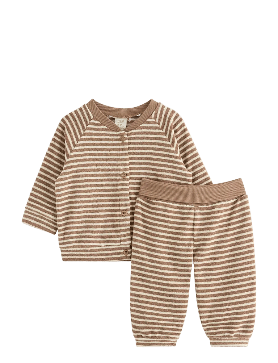 Lindex - Set with terry jacket and trousers - dressikomplektid - light dusty brown - 0
