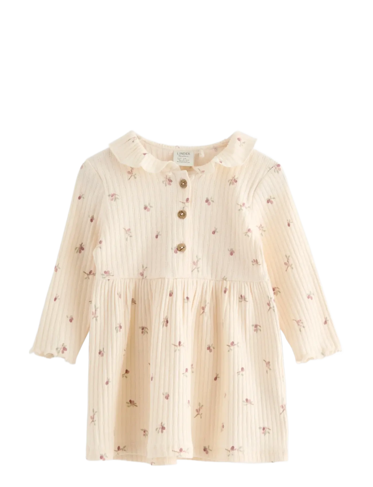 Lindex Ribbed Dress With Long Sleeves, 50, Casual Dresses, Weiß - Long-sleeved Kinder