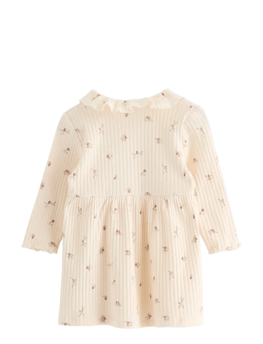 Lindex - Ribbed dress with long sleeves - white - 1