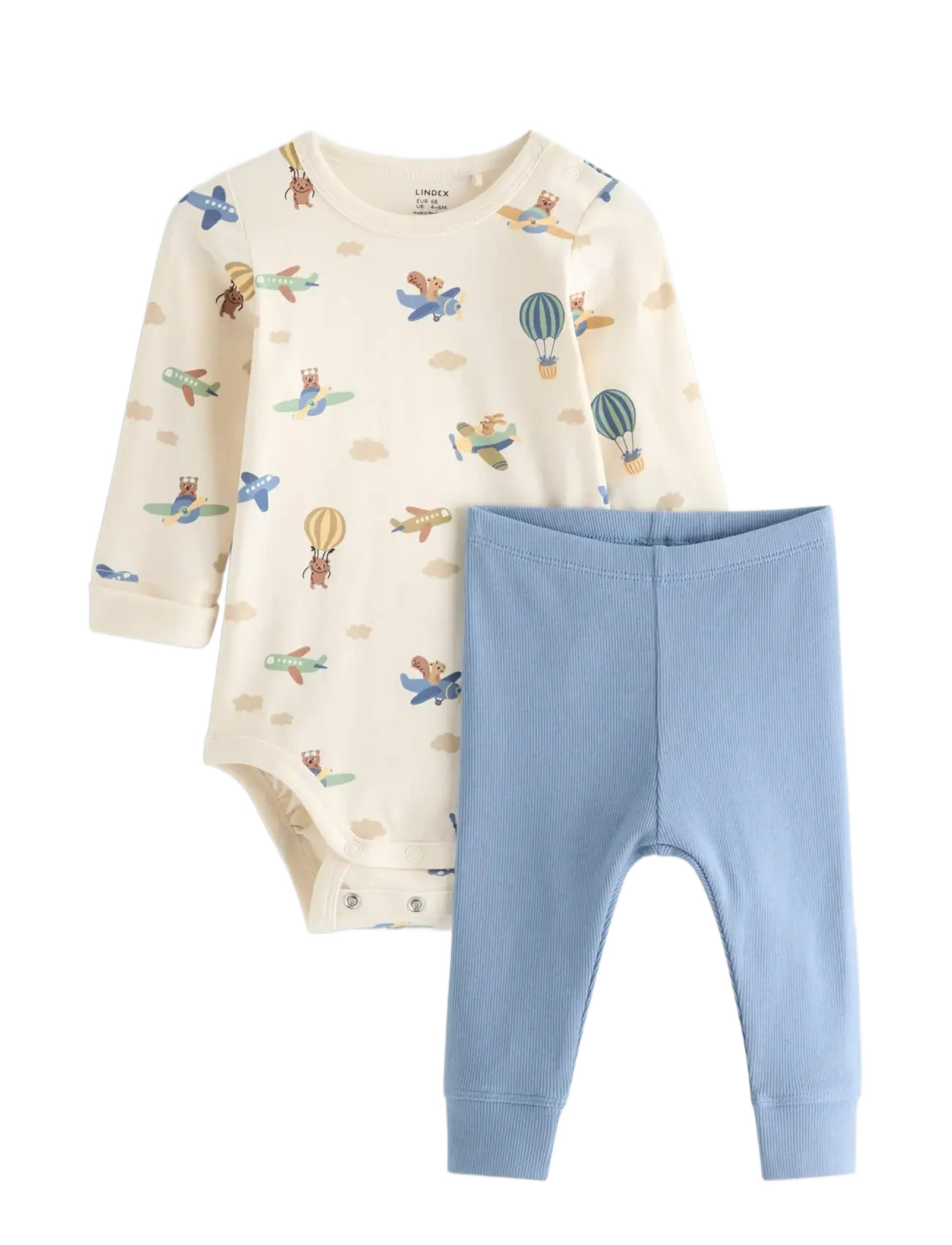Lindex Set With Bodysuit And Leggings, Børn, Bodysuit Og Leggings Sæt, Cream, Str: 80