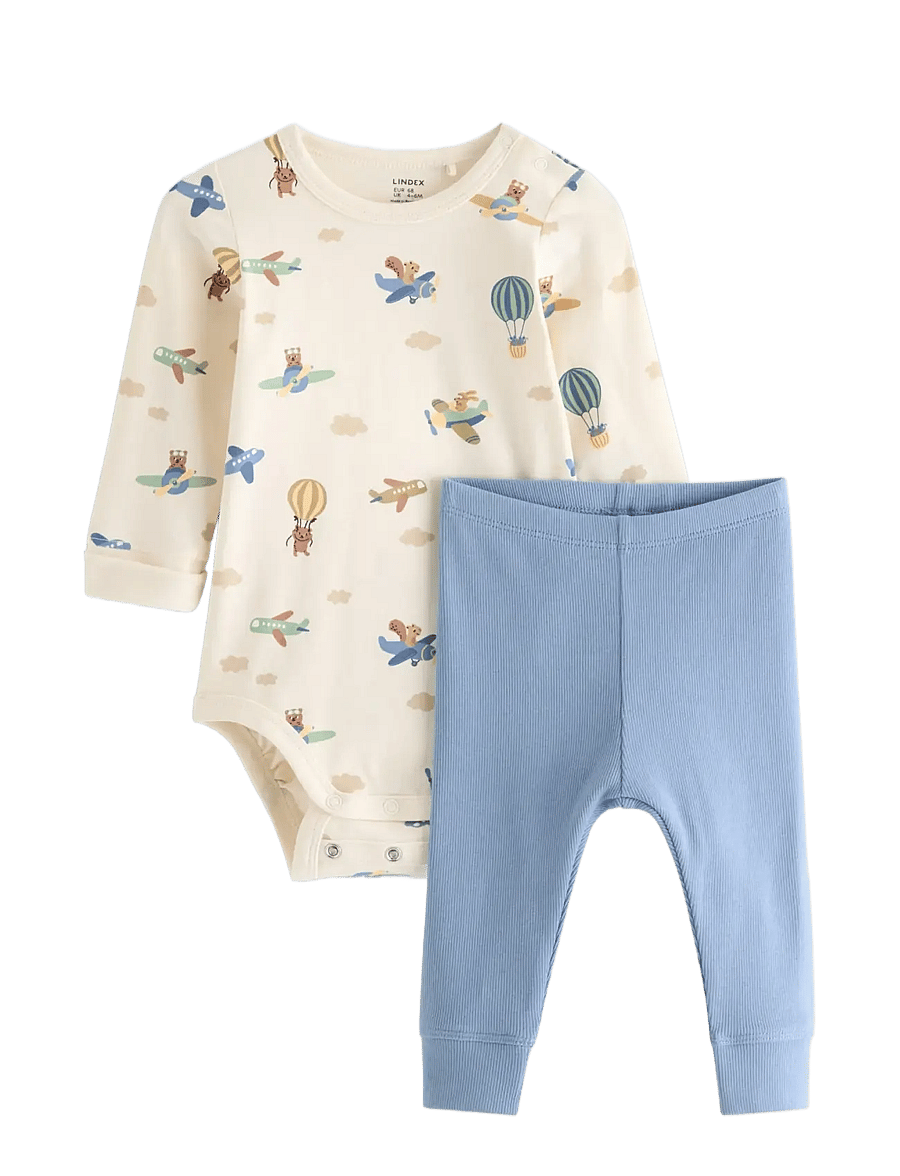 Lindex - Set with bodysuit and leggings - langärmelige bodys - white - 0
