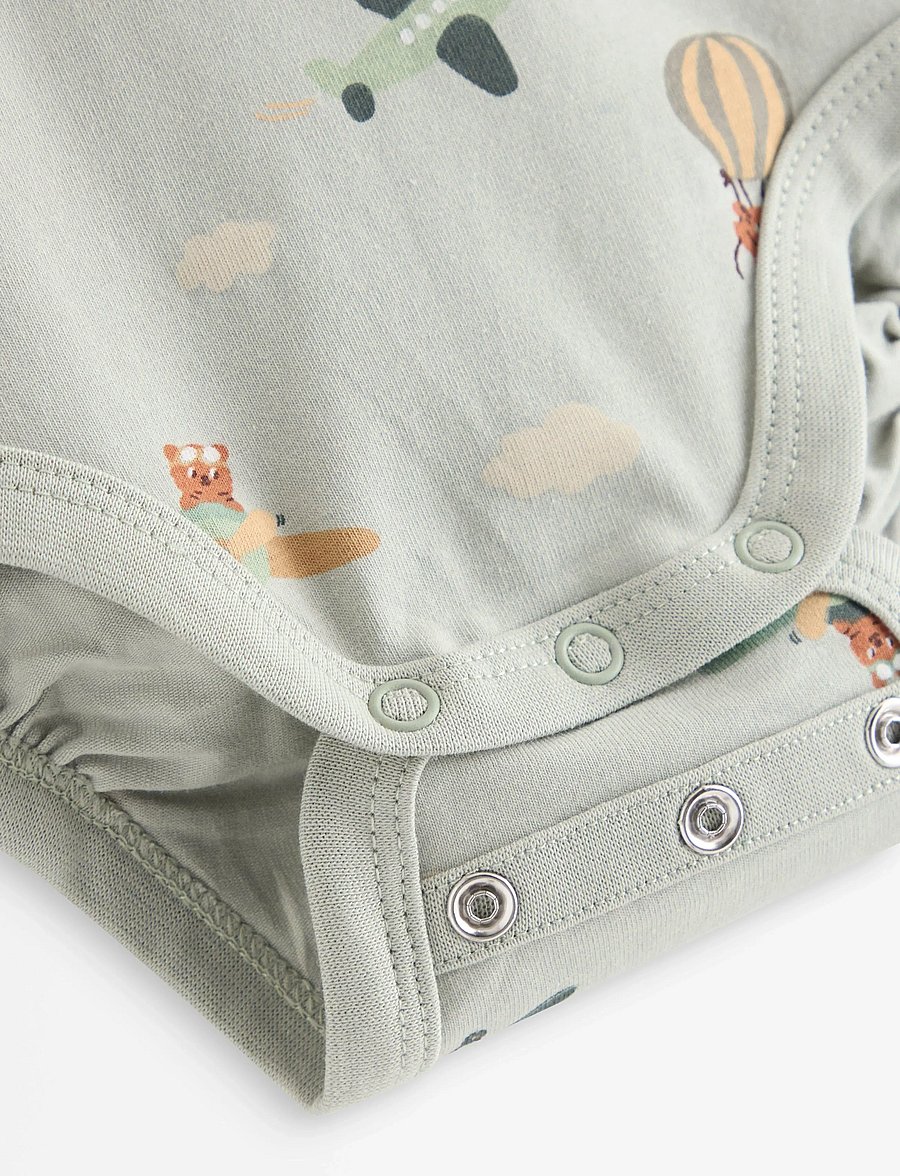 Lindex - Long-sleeved bodysuit with airplanes - langärmelige bodys - light dusty green - 2