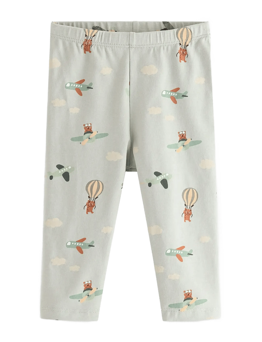 Lindex - Leggings with airplanes - leggings - light dusty green - 0