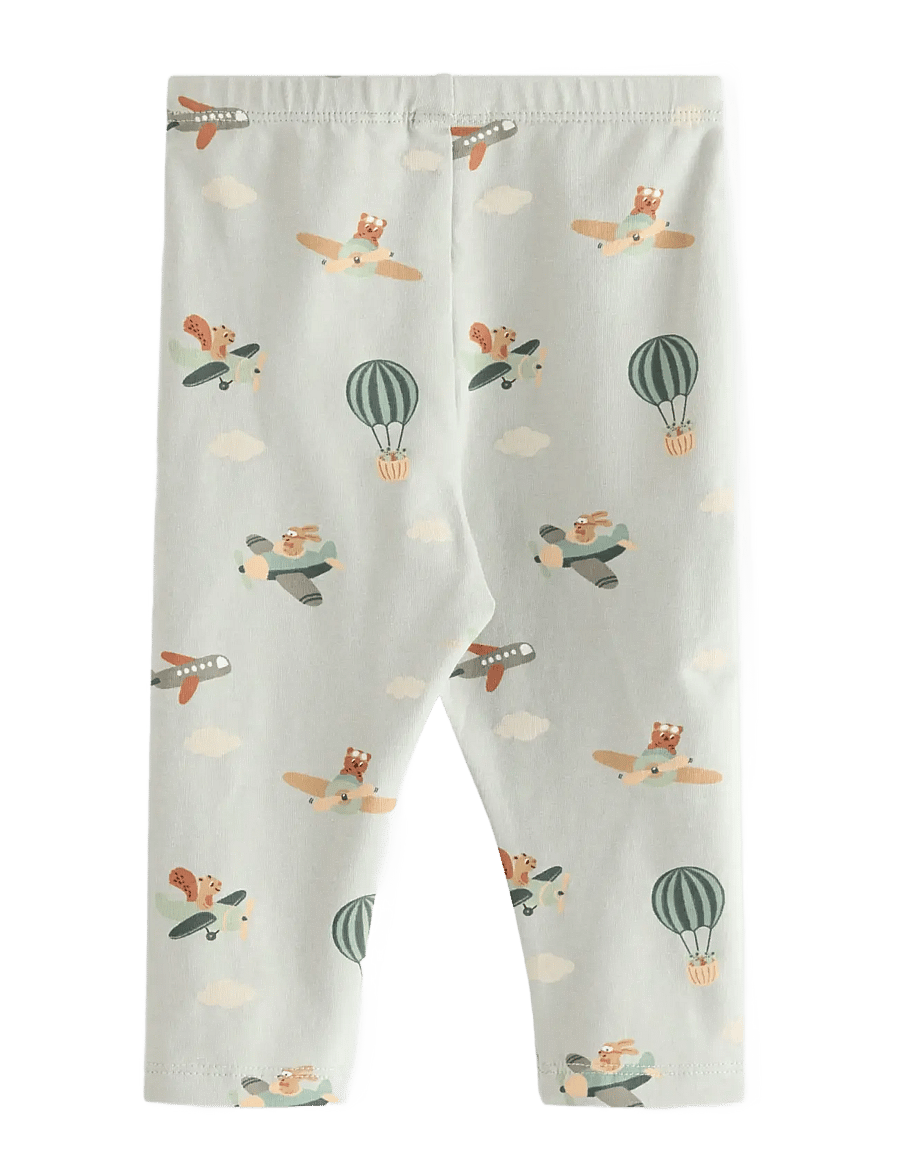 Lindex - Leggings with airplanes - leggings - light dusty green - 1