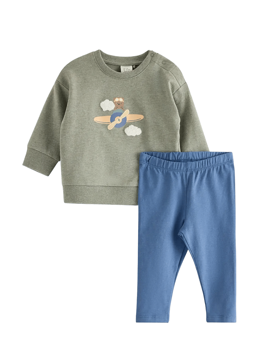 Lindex - Set with sweatshirt and leggings - light dusty aqua - 0