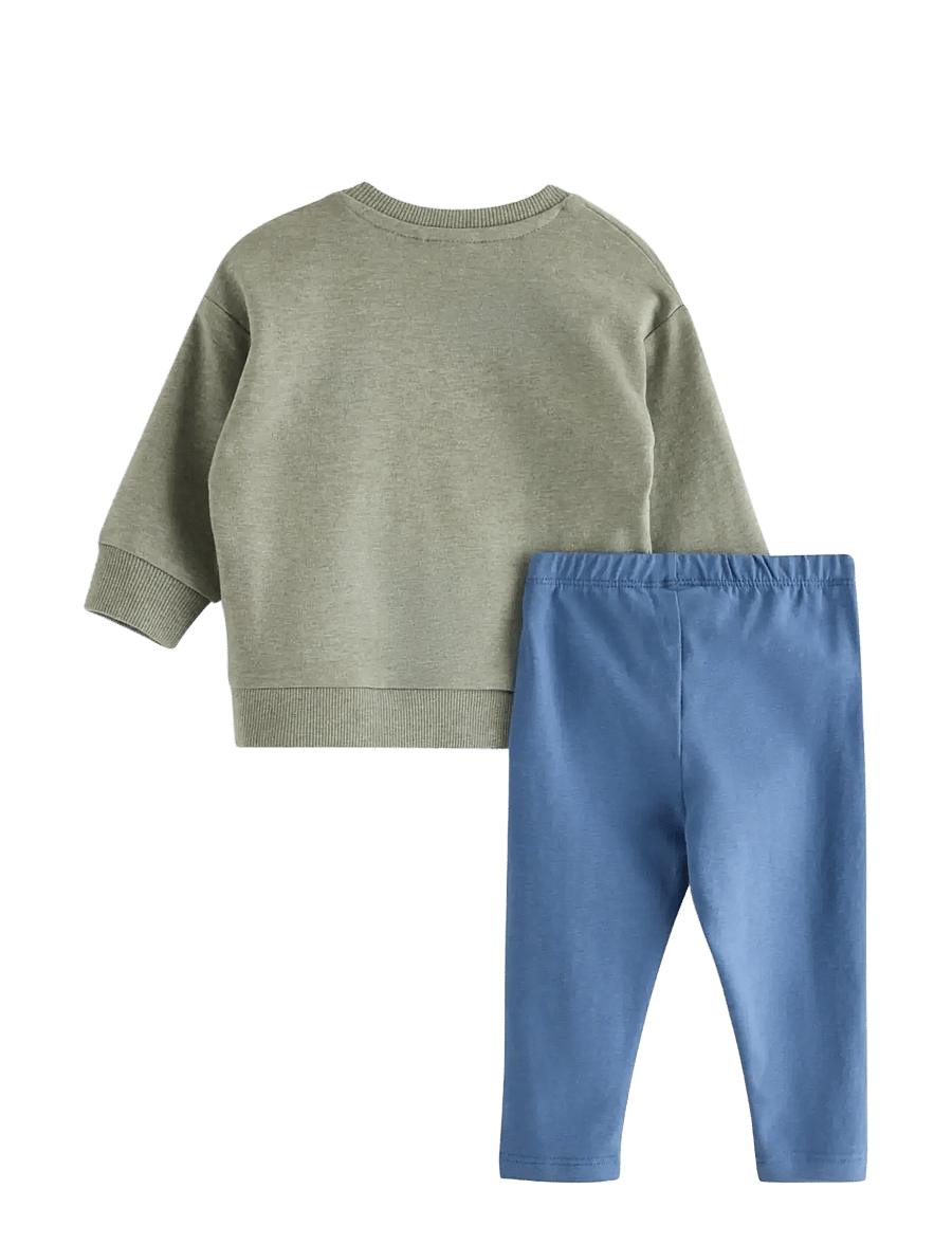 Lindex - Set with sweatshirt and leggings - light dusty aqua - 1