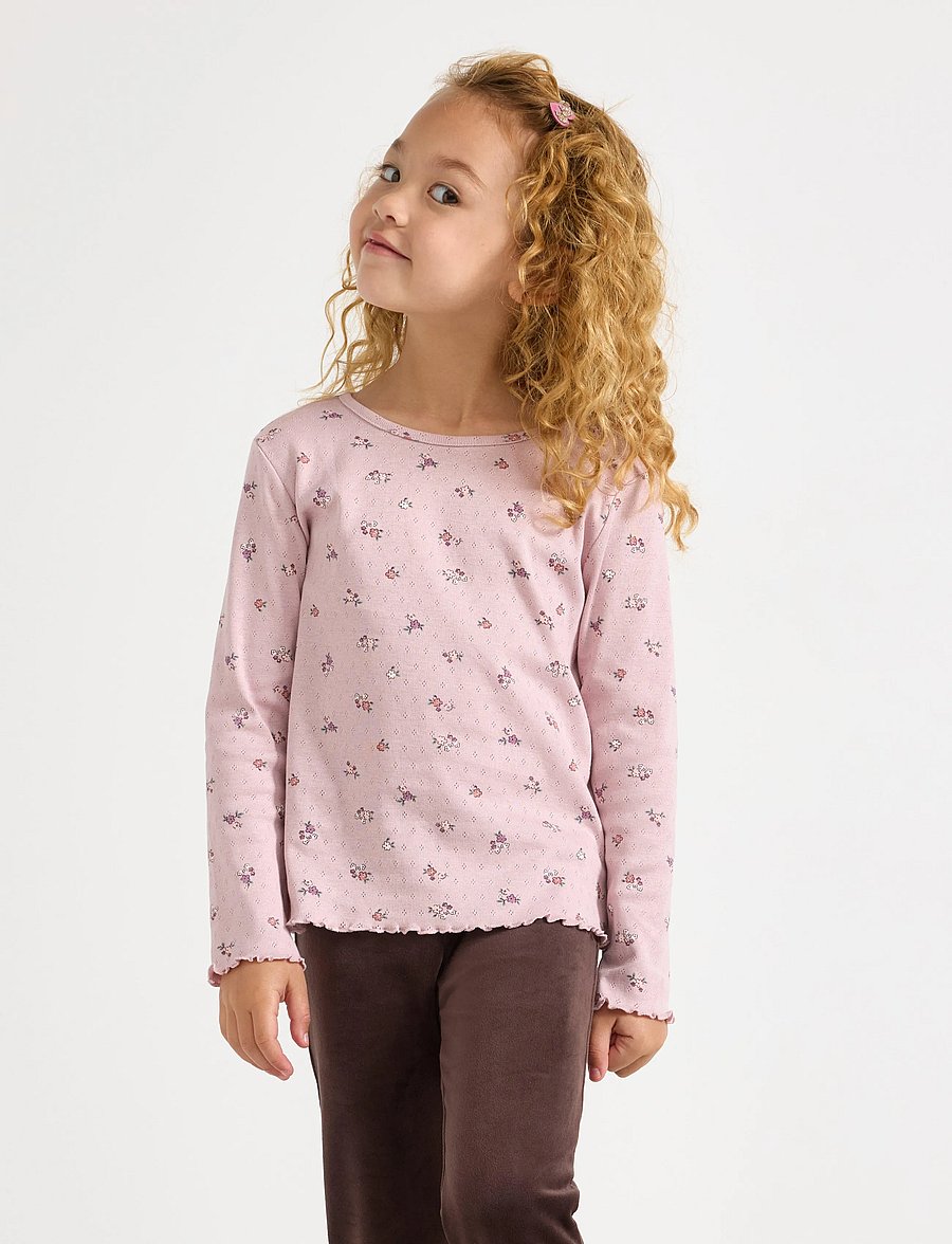Lindex - Long-sleeved top in pointelle - langärmelig - light dusty lilac - 0