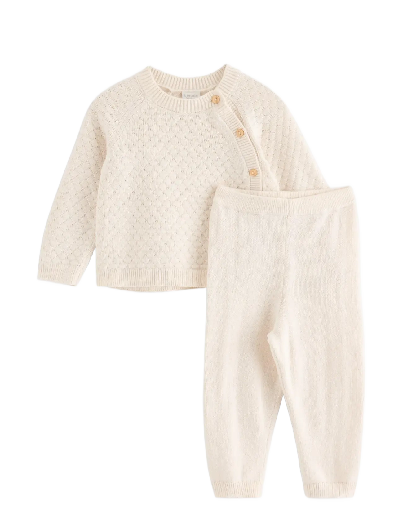 Lindex Set With Cardigan And Trousers, 68, White, Sæt > Sæt Med Langærmet T-Shirt, Børn