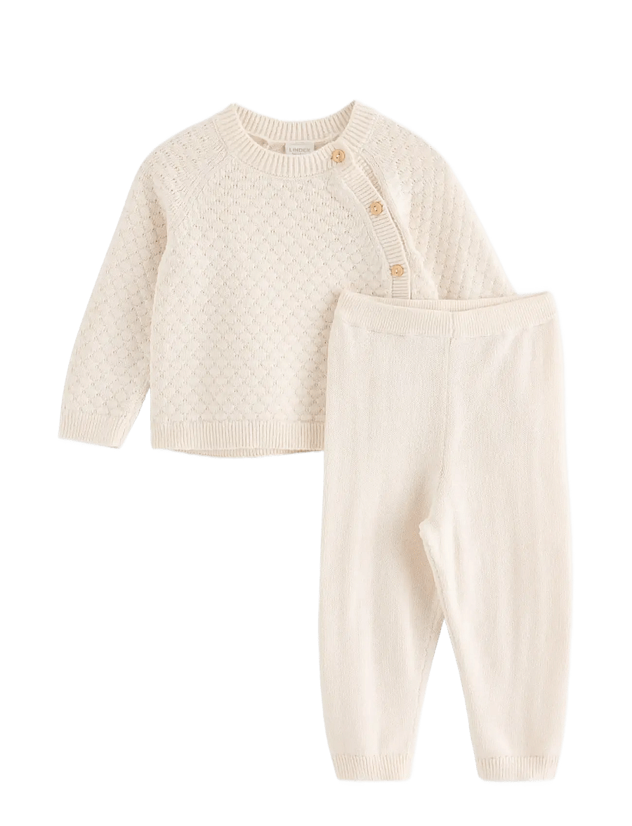 Lindex - Set with cardigan and trousers - sets mit langärmeligem t-shirt - white - 0