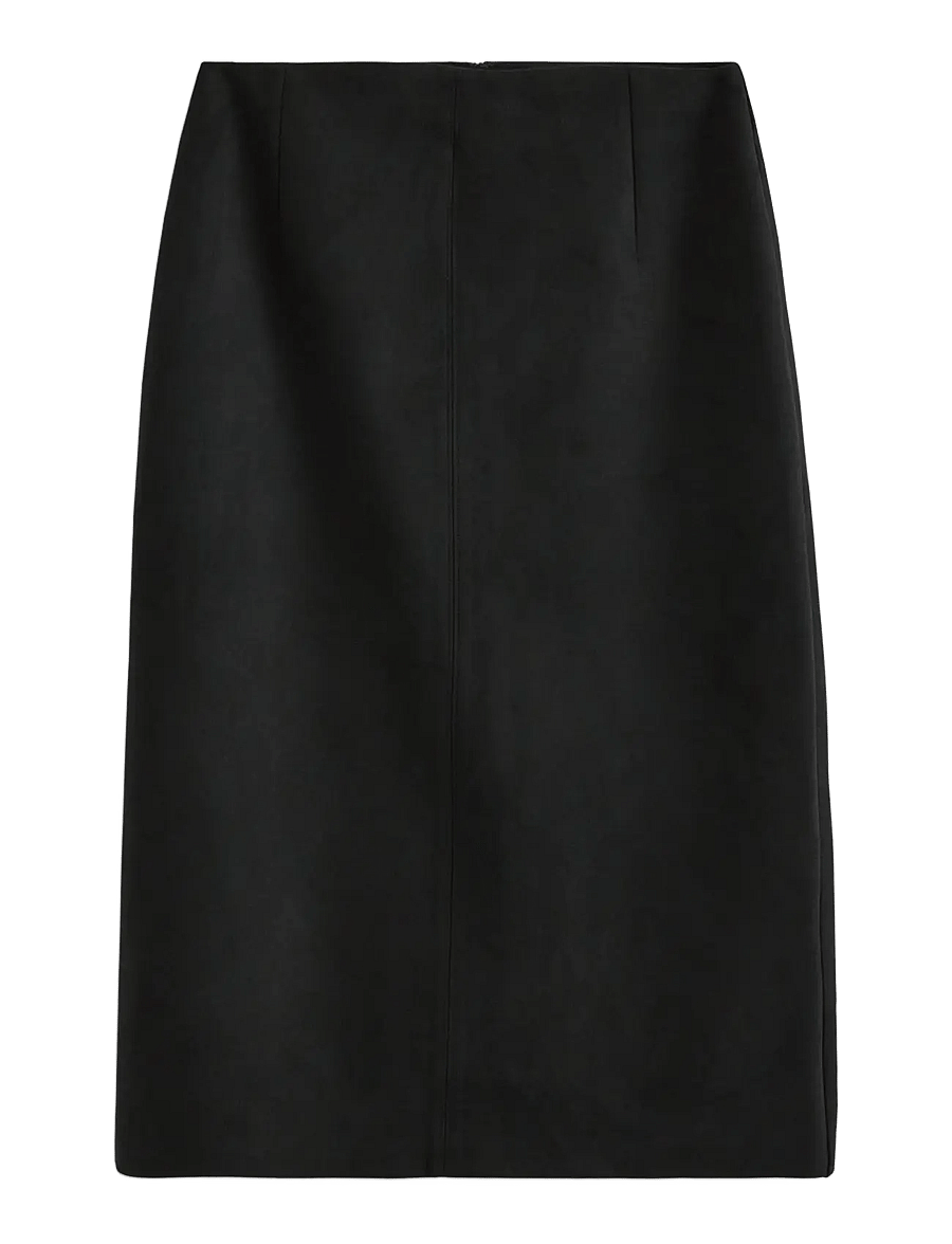 Lindex - Midi skirt in imitation suede - midi skirts - black - 1