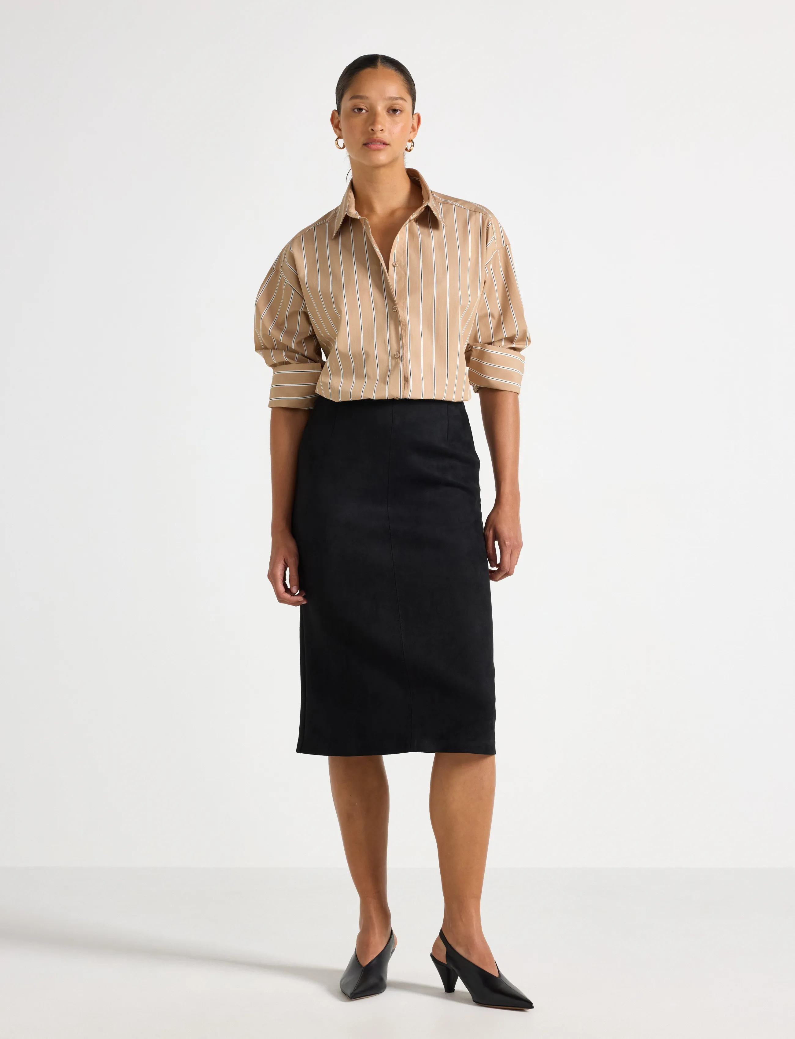 Lindex - Midi skirt in imitation suede - midi skirts - black - 0