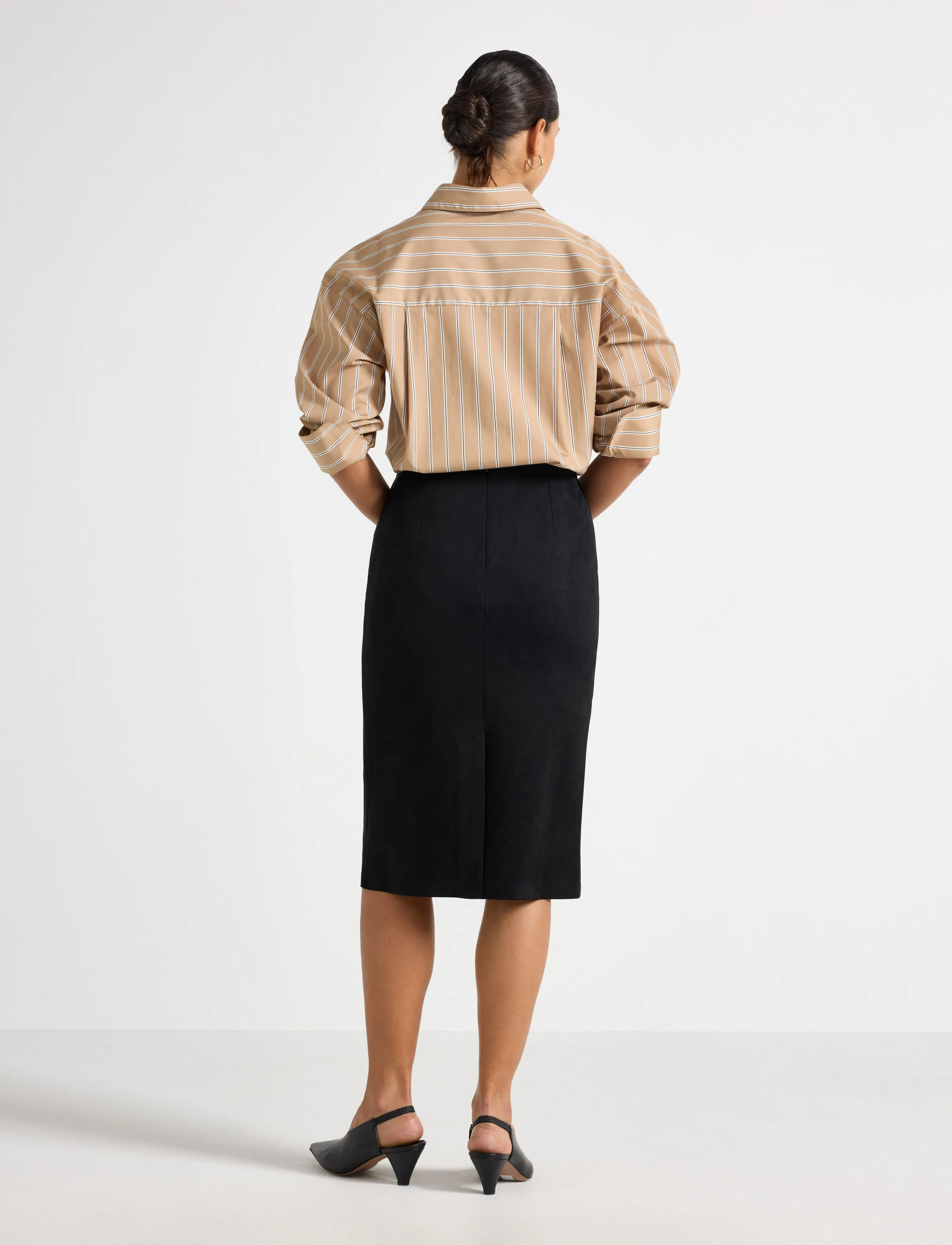 Lindex - Midi skirt in imitation suede - midi kjolar - black - 3