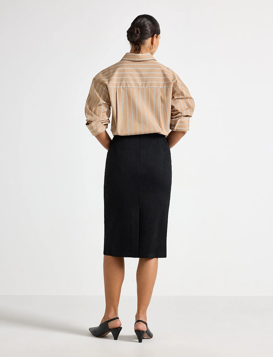 Lindex - Midi skirt in imitation suede - midi skirts - black - 3