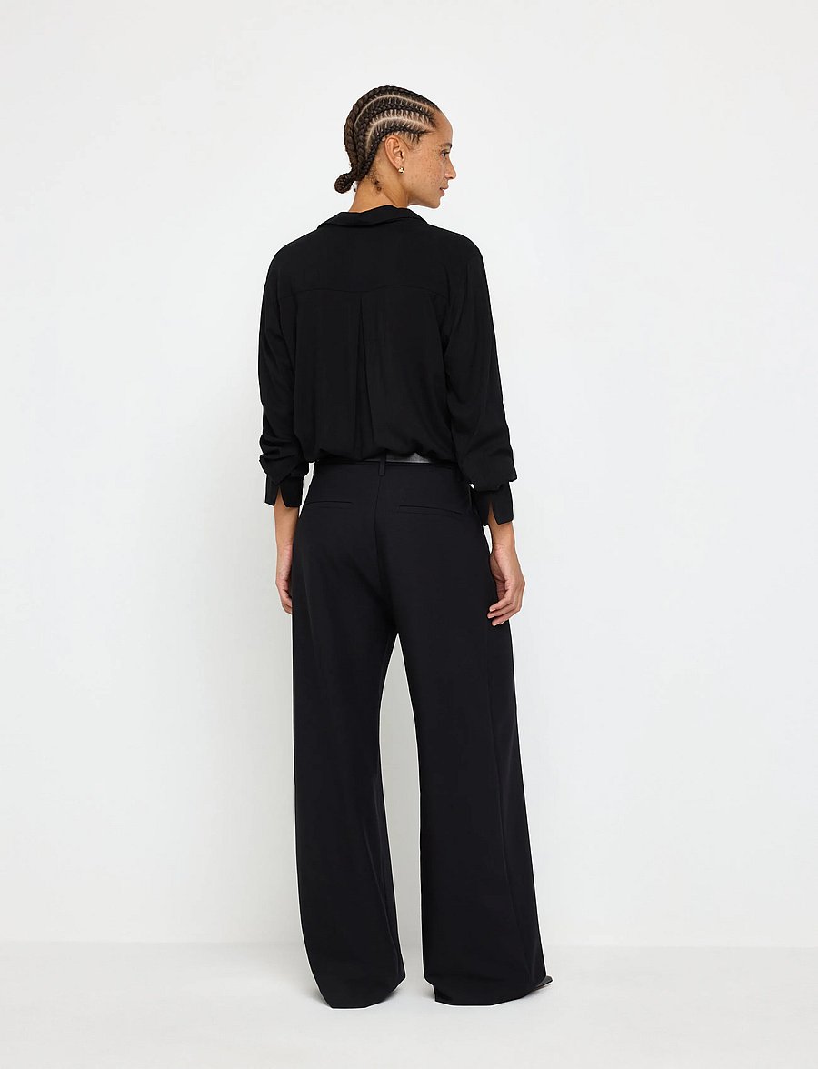 Lindex - Wide trousers with mid waist - bukser med brede ben - black - 3
