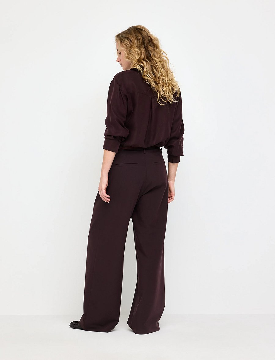 Lindex - Wide trousers with mid waist - bukser med brede ben - dark brown - 3