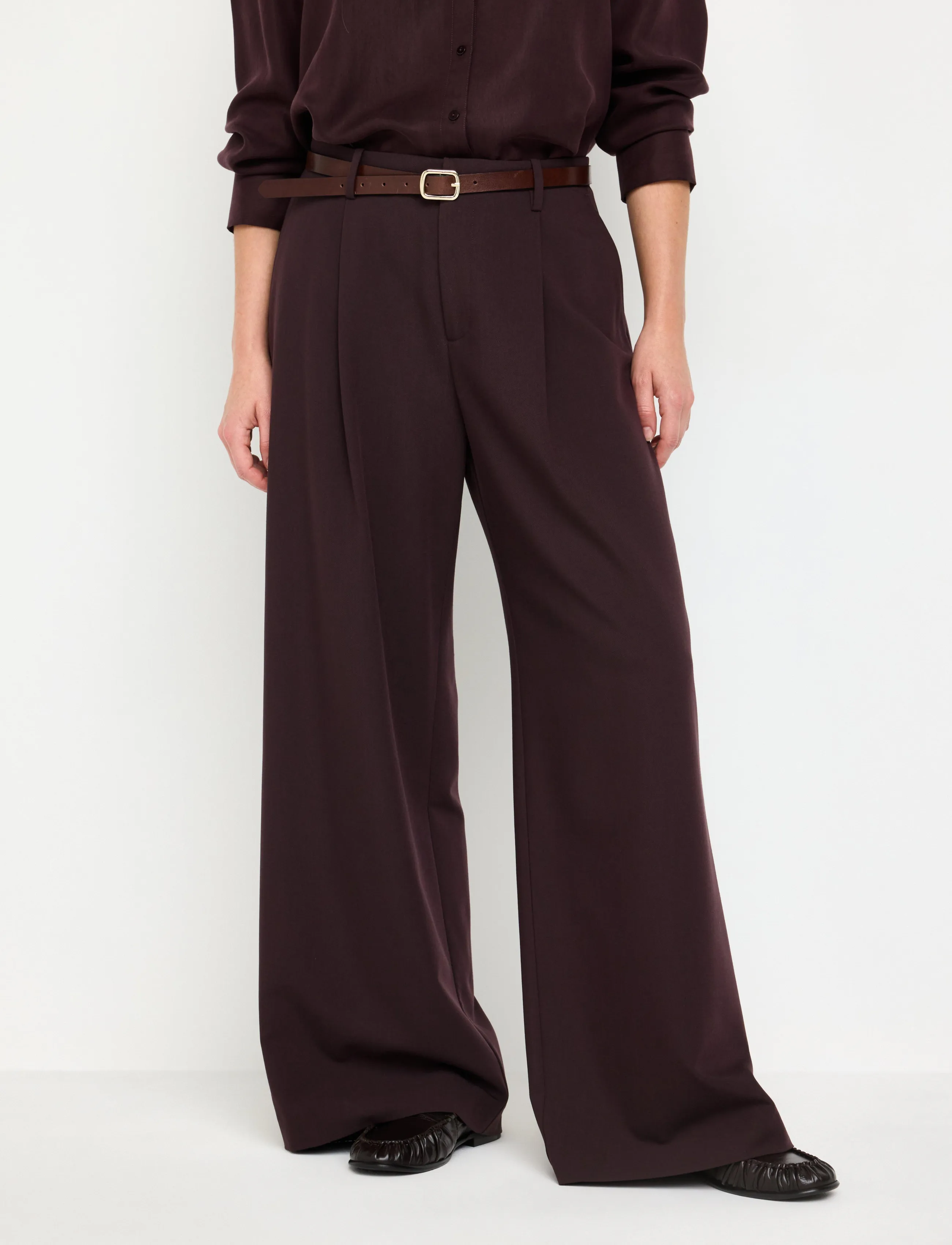 Lindex - Wide trousers with mid waist - bukser med brede ben - dark brown - 4