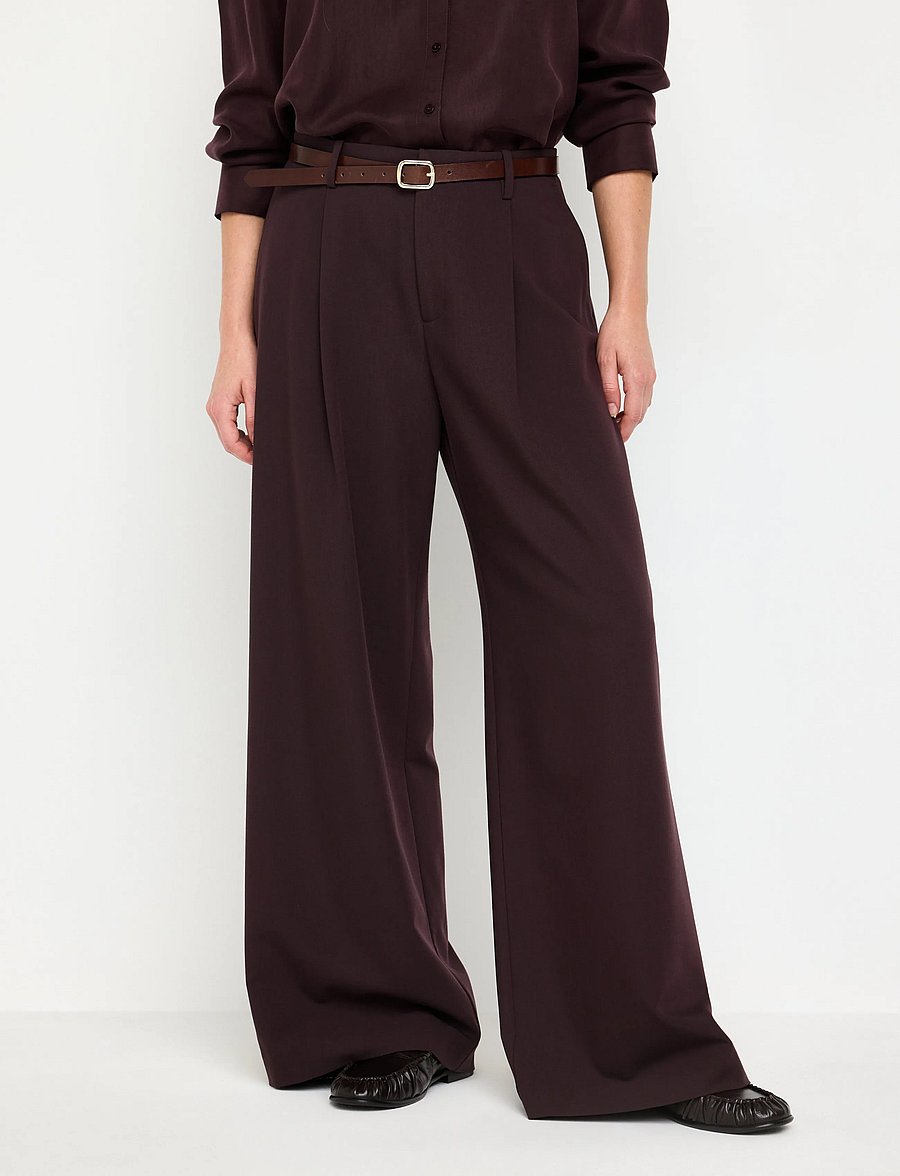 Lindex - Wide trousers with mid waist - bukser med brede ben - dark brown - 4