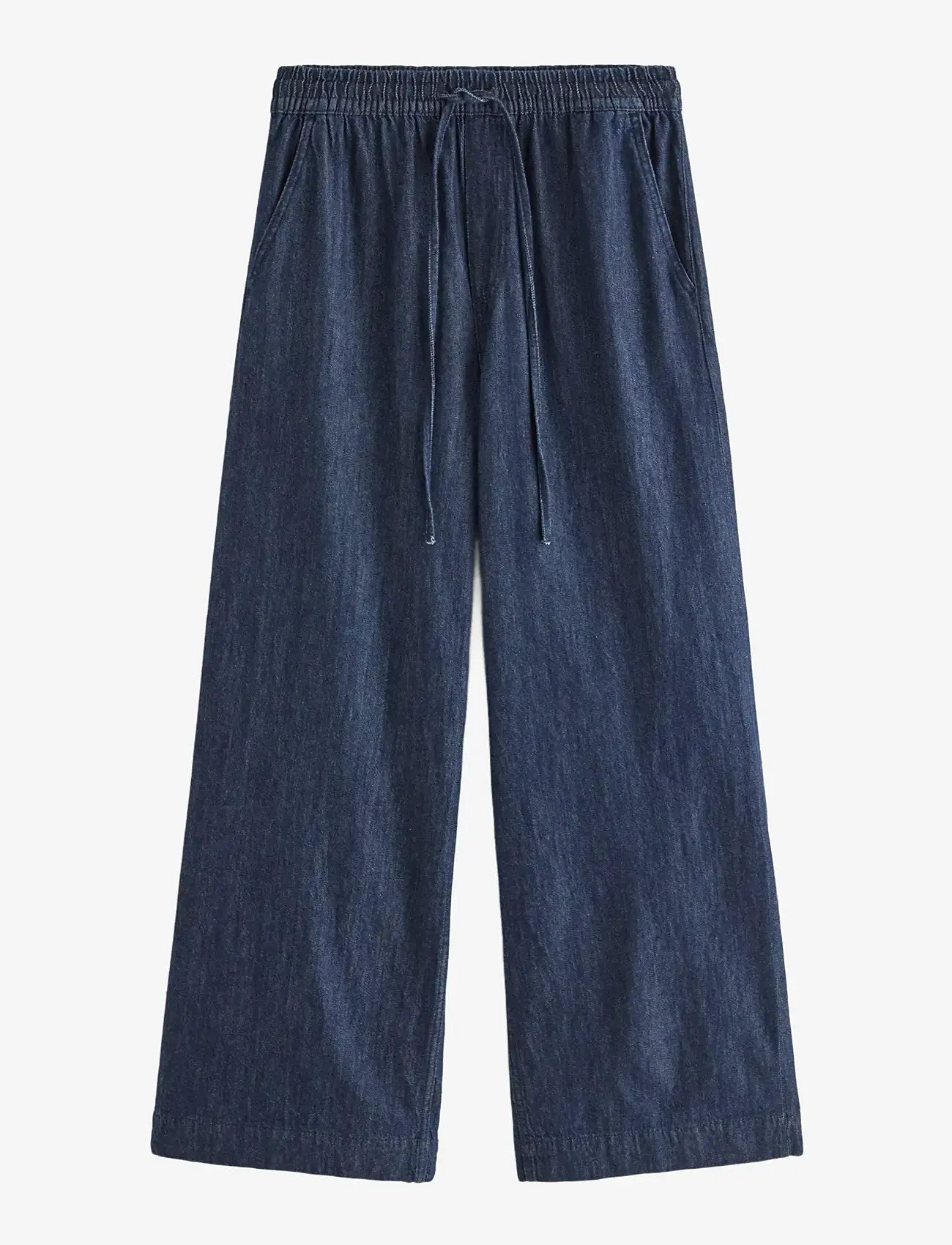 Lindex - WIDE denim trousers with elastic waist - brede jeans - dark denim - 1