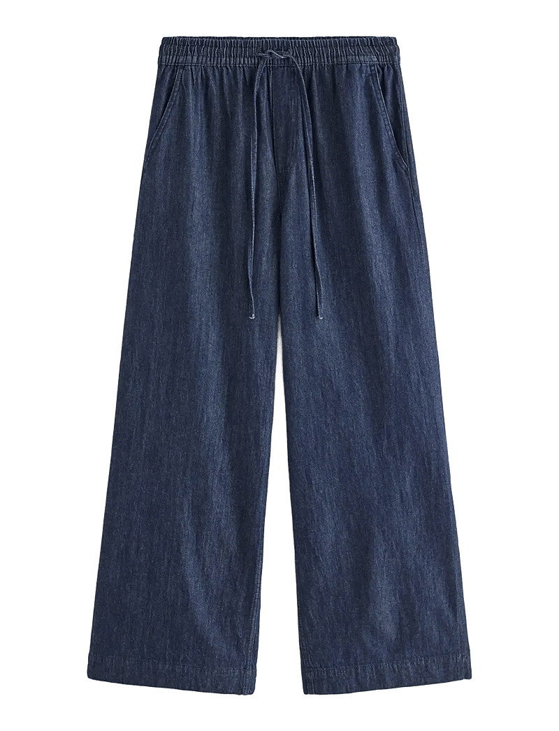 Lindex - WIDE denim trousers with elastic waist - brede jeans - dark denim - 1