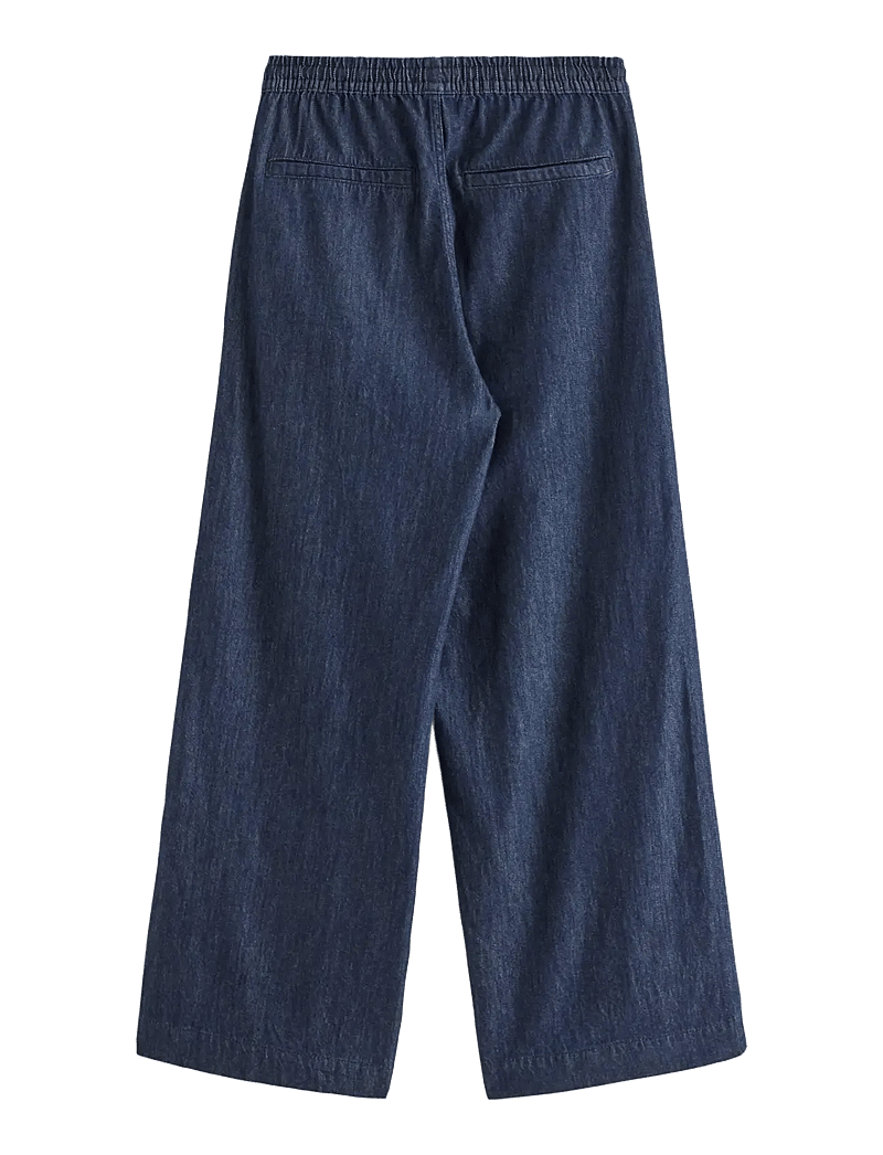 Lindex - WIDE denim trousers with elastic waist - brede jeans - dark denim - 2