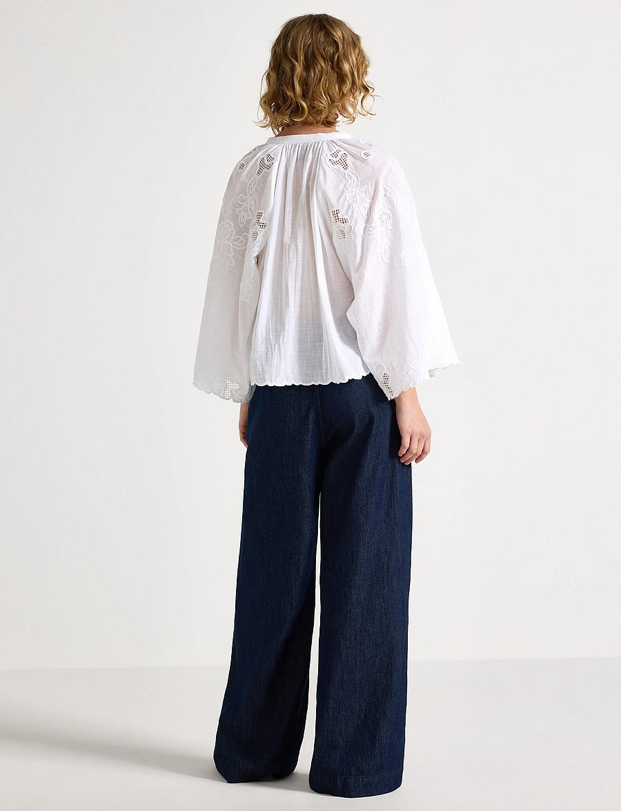 Lindex - WIDE denim trousers with elastic waist - brede jeans - dark denim - 3