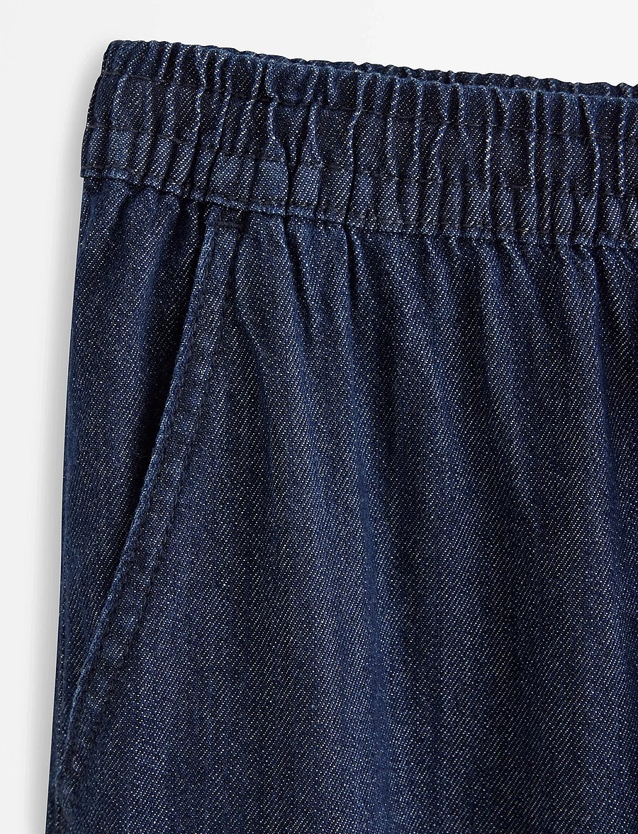 Lindex - WIDE denim trousers with elastic waist - brede jeans - dark denim - 5
