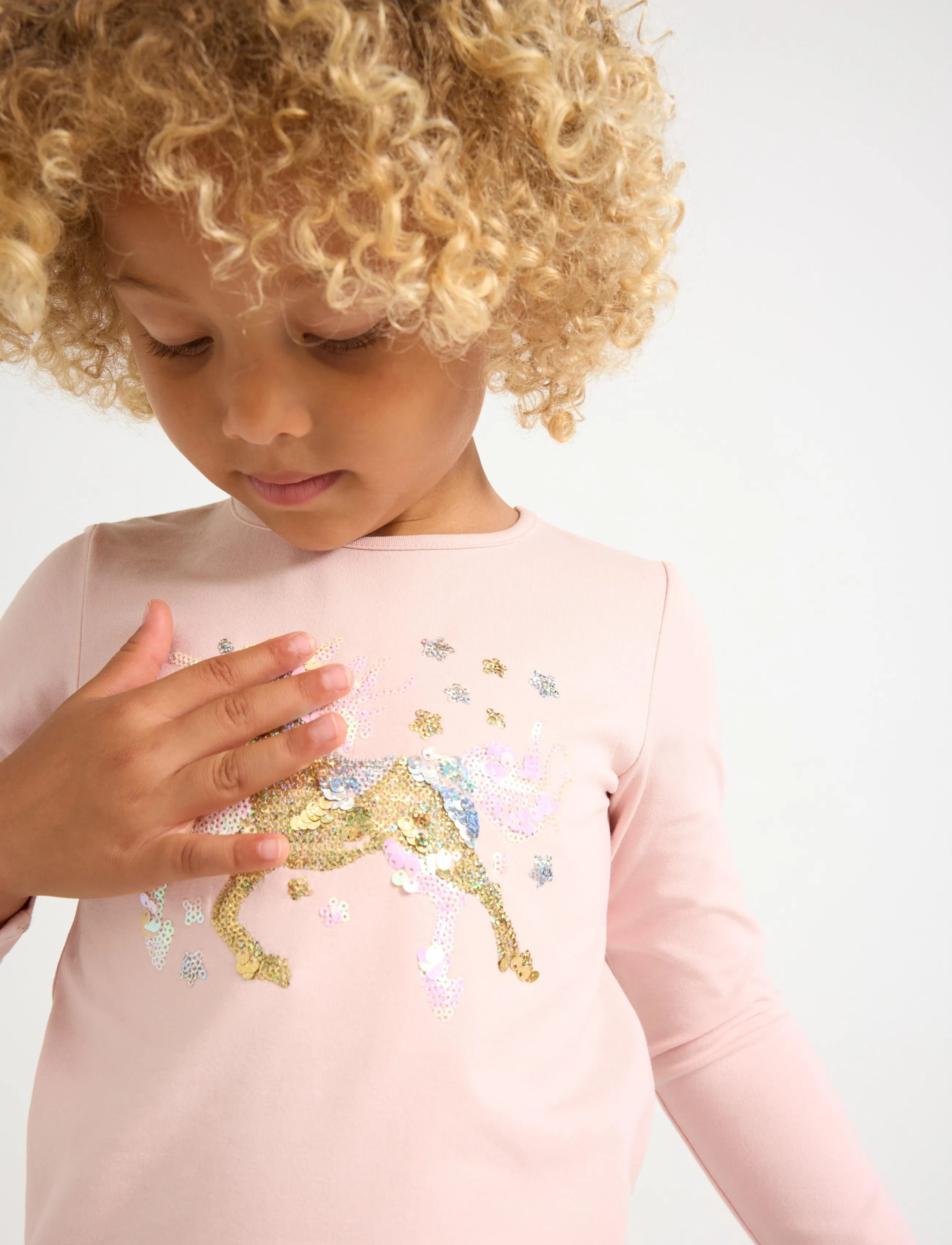 Lindex - Long sleeved top with sequins - light dusty pink - 4