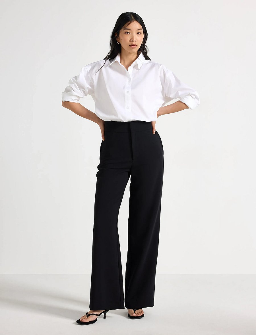 Lindex - Lykke wide trousers - hosen mit weitem bein - black - 0