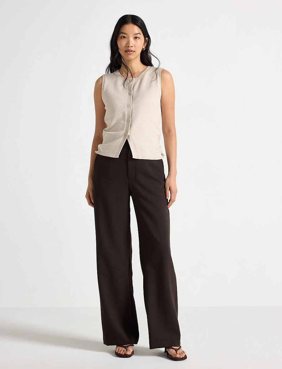 Lindex - Lykke wide trousers - hosen mit weitem bein - dark brown - 0